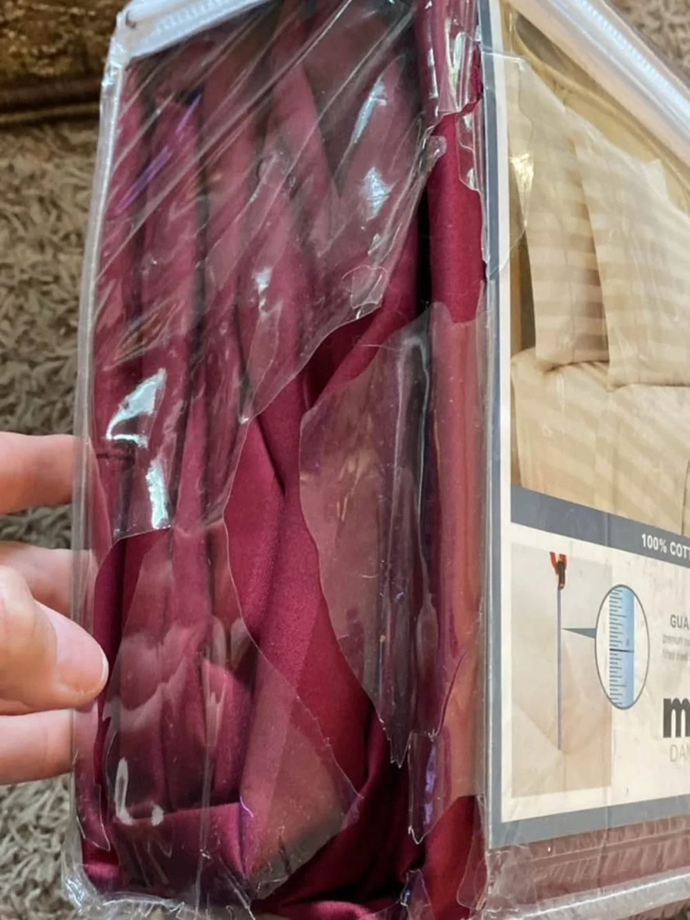 Martex Damask Stripe Queen Sheet Set in Burgundy